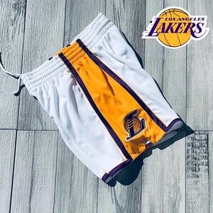 Mitchell & Ness 2009 Los Angeles White and Gold Authentic Shorts